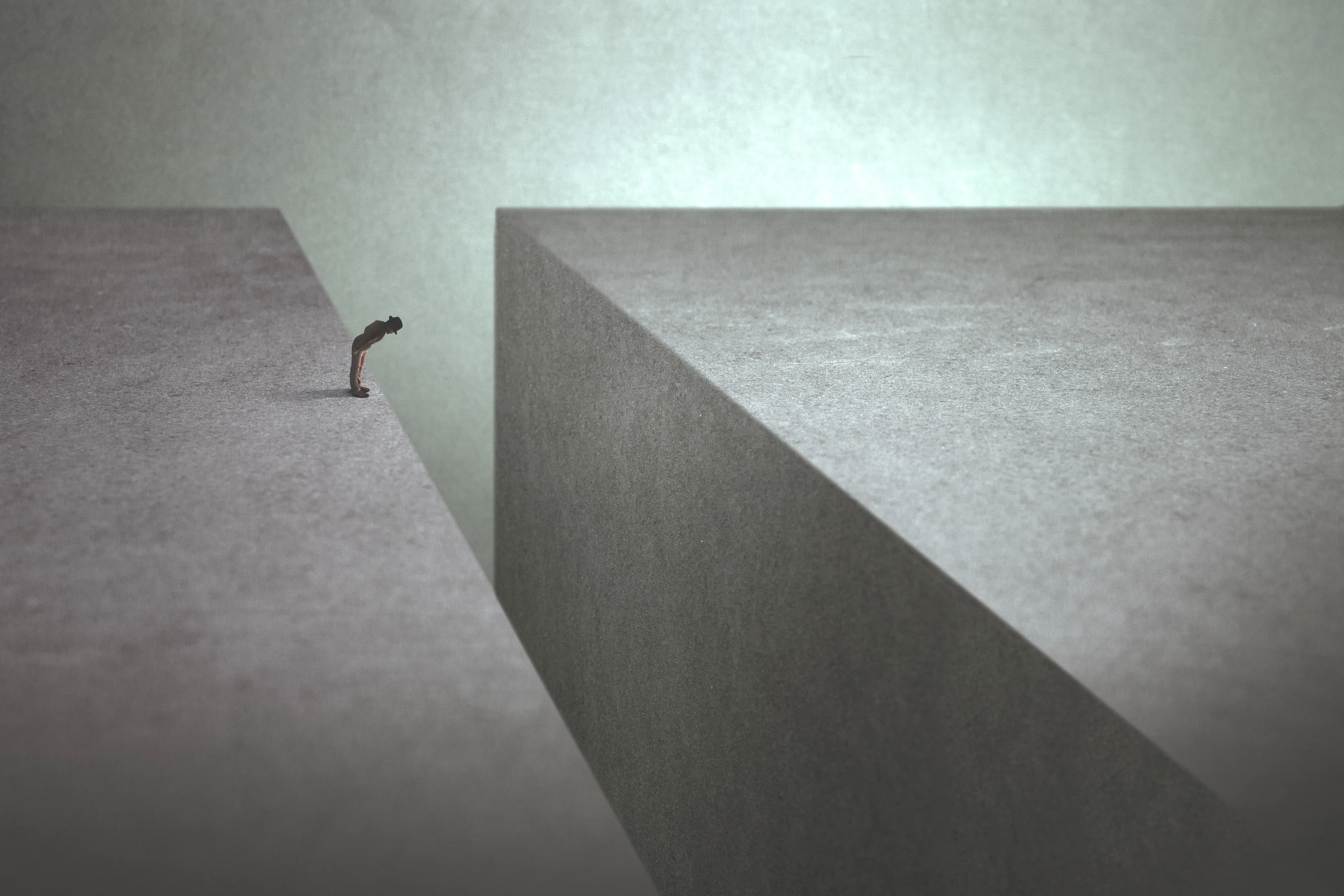 A hotel hallway stretching between two departments